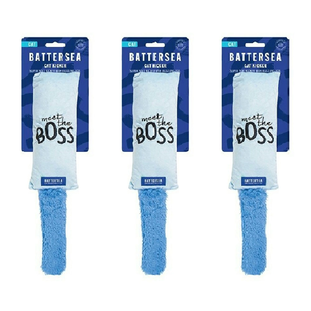 3x Rosewood Battersea Meet The Boss Catnip Kicker Pet/Cat Interactive Toy Blue