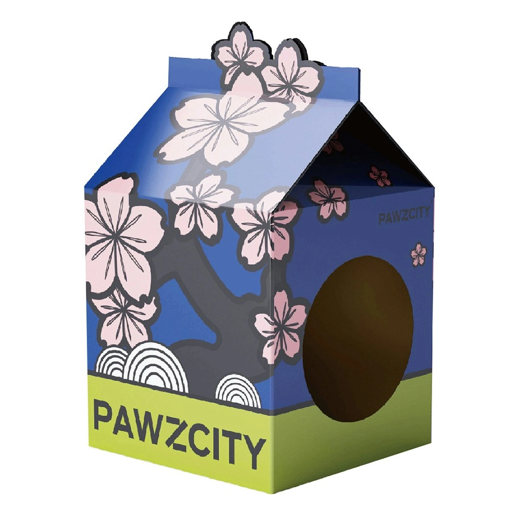 Pawzcity 63cm Cardboard Tetra-Pak Cat Scratcher House Kitten Scratch Box Sakura