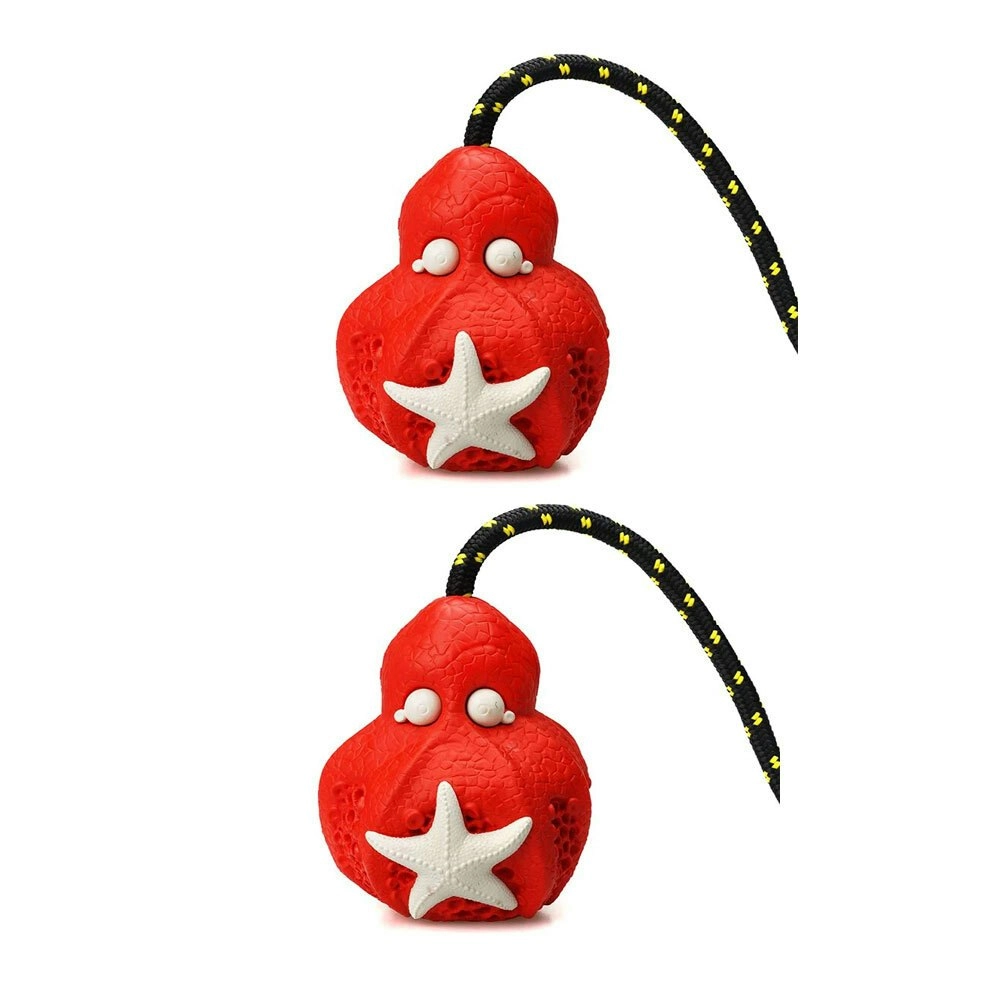 2x Petopia Ultra Tough Rubber Reef Octopus Dog Toy Treat Dental Small Assorted