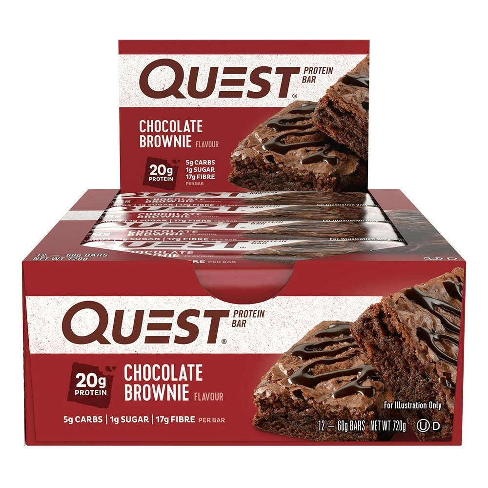 12pc Quest 60g High Protein Chewy Bar Healthy Snack Diet Treat Chocolate Brownie