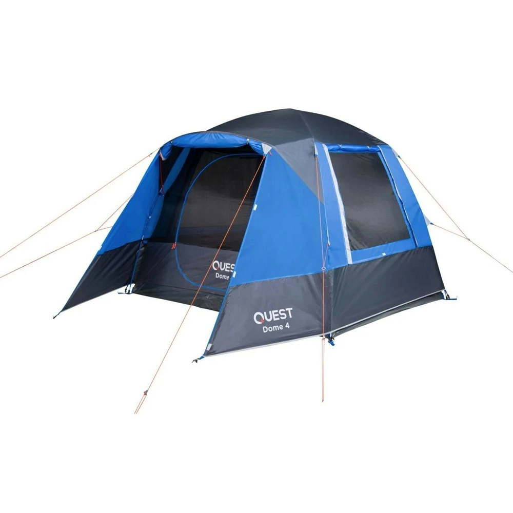 Quest 320cm 4-Person Camping Dome Tent w/ Carry Bag Outdoor Hiking Black/Blue