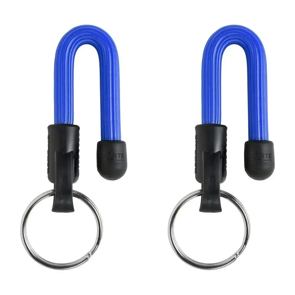 2x Nite Ize 14cm Reusable Rubber Twist Gear Tie Keyring Hanging Key Holder Blue