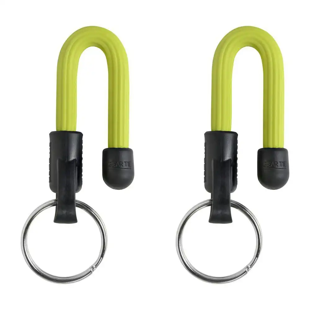 2x Nite Ize 14cm Reusable Rubber Twist Gear Tie Keyring Hang Key Holder Neon YEL