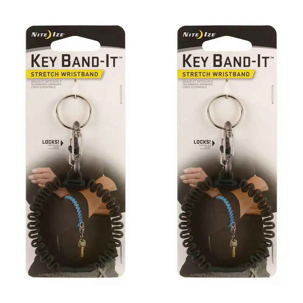 2x Nite Ize Key Band-It Stretch Wristband Keyholder w/ S-Biner Smoke 6.5cm