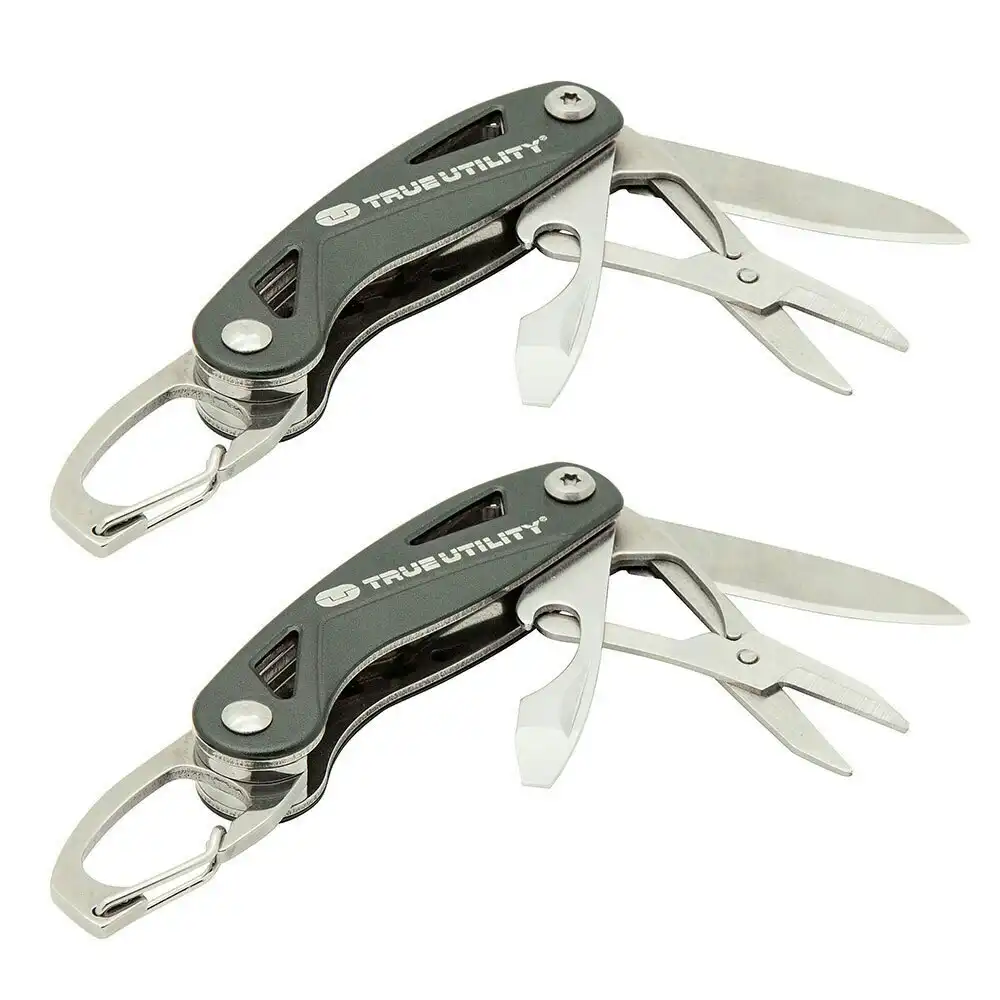 2x True Utility Stainless Steel 5 Multi Tool Pocket Knife/Screwdriver Clipstick