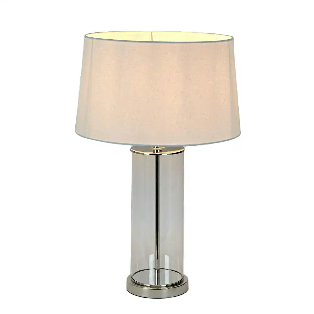 Belle Iris Glass Table Lamp w/ Metal Base 54cm Night Light Decor Polished Nickel