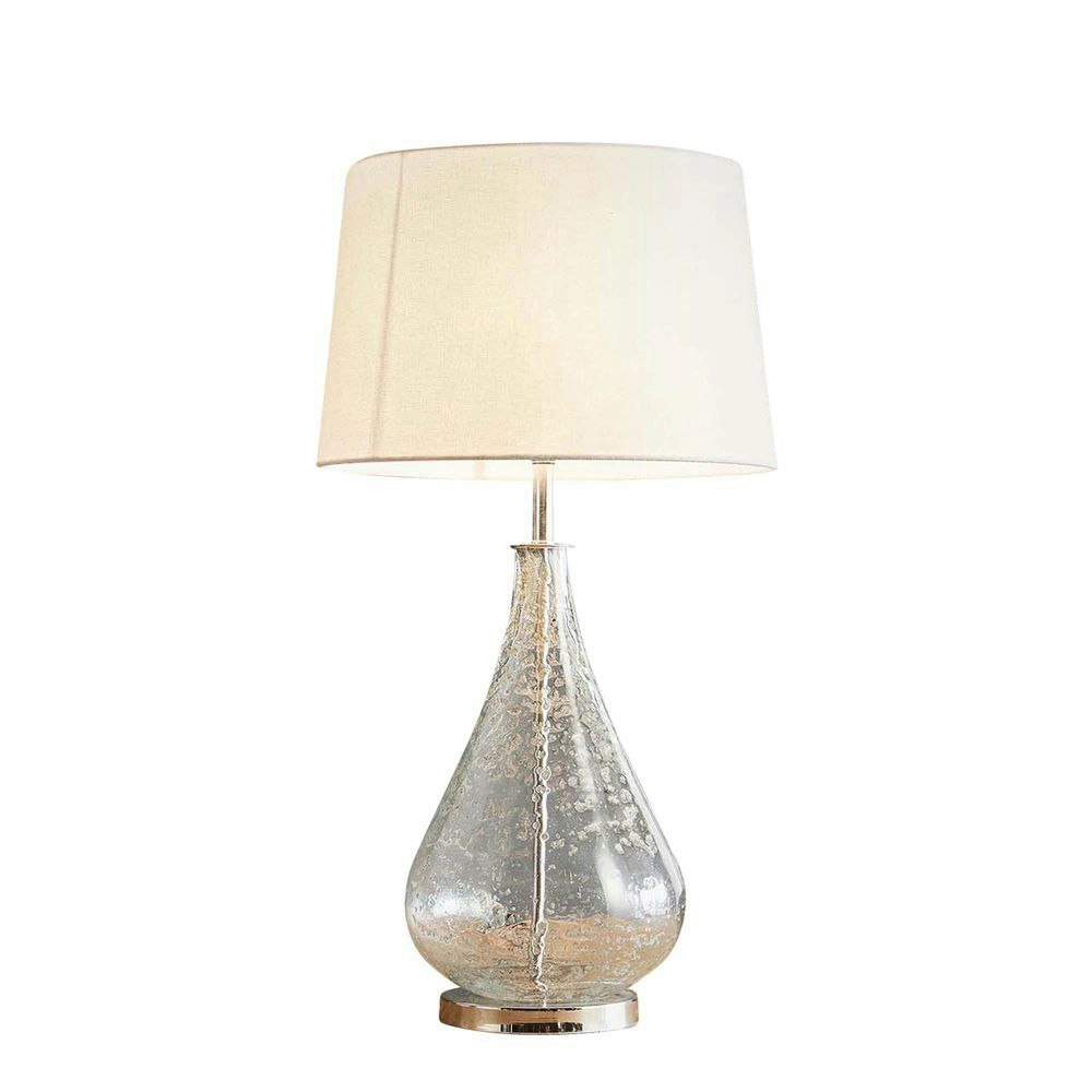 Belle Lustre Table Lamp w/ Teardrop Base 44cm Bedside Night Light Silver/Clear