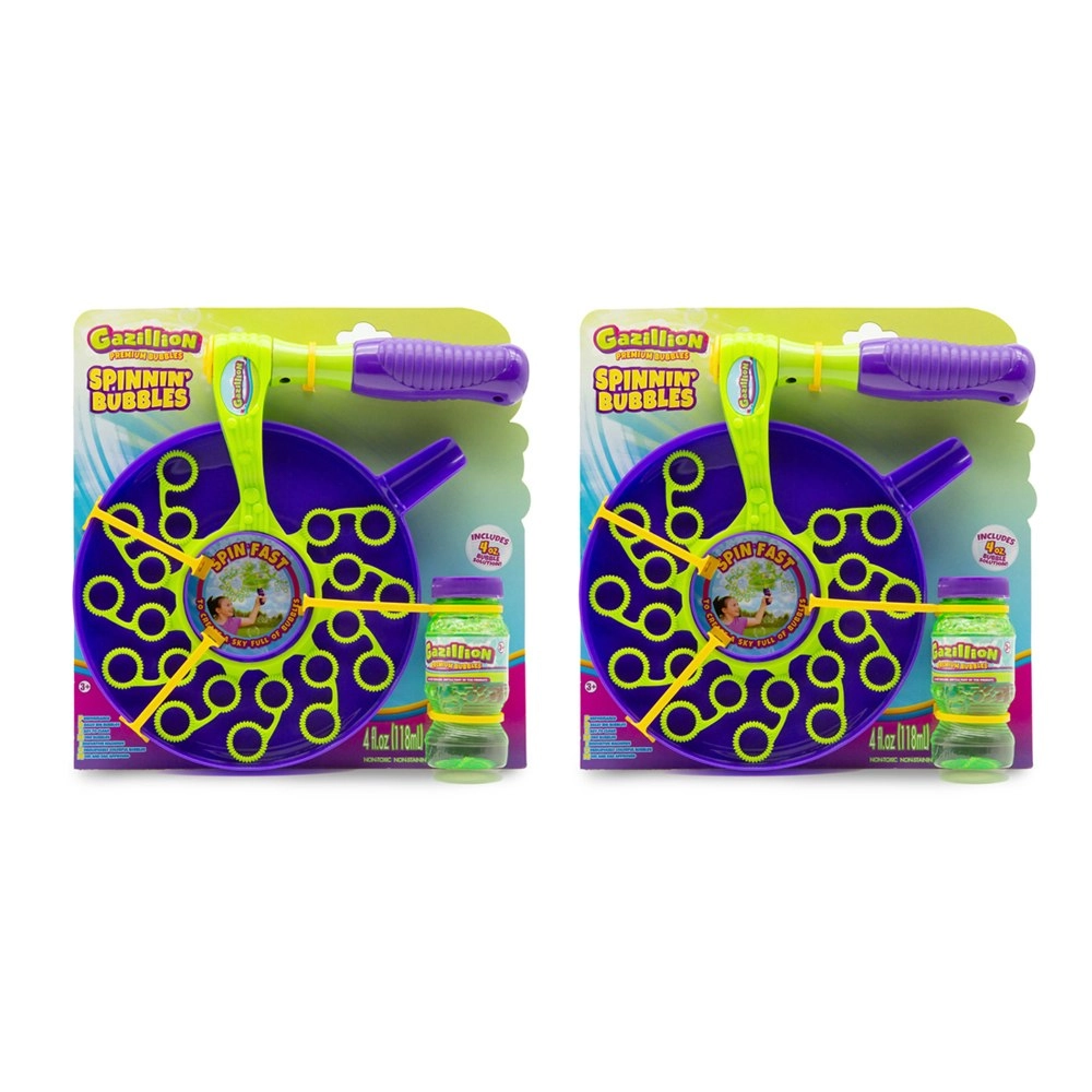 2PK Gazillion Spinning Bubble Wand w/ 118ml Solution Childrens Outdoor Toy 3+