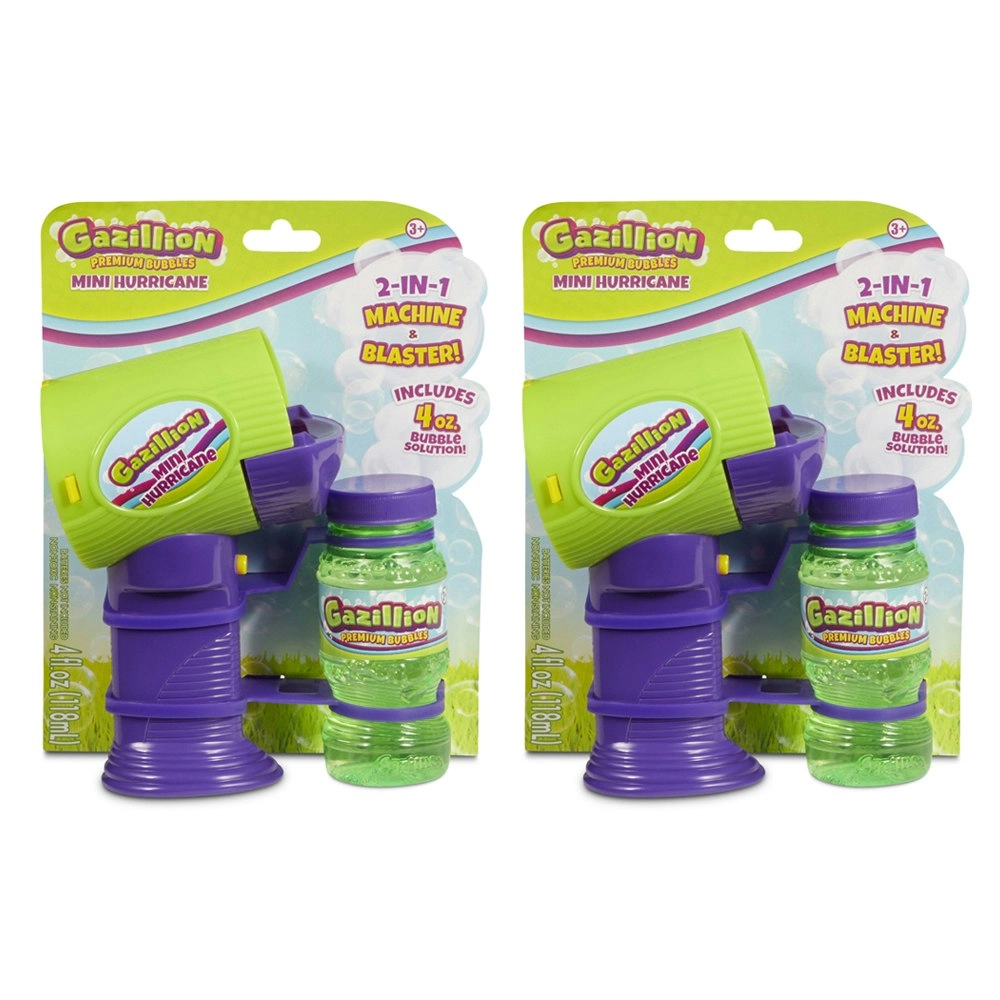 2PK Gazillion Bubbles Mini Hurricane Handheld Blaster Childrens Outdoor Toy 3+