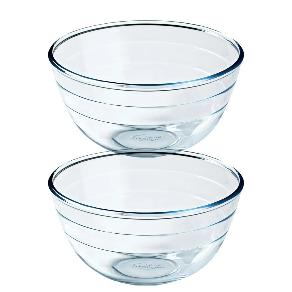 2x O Cuisine 21cm/2L Glass Mixing Bowl Dish Round Kitchen Baking Cookware Clear