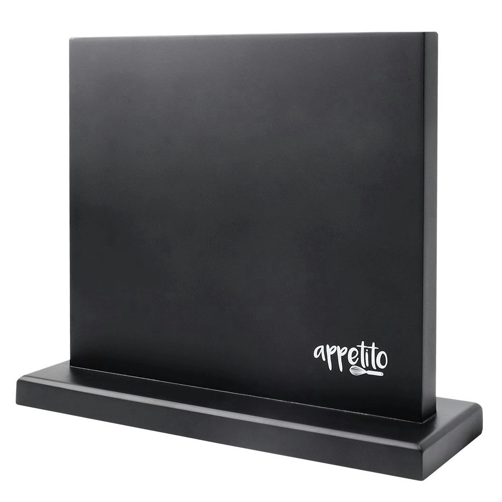 Appetito Double Sided Magnetic Knife Storage Block/Holder/Rack Matte Black Wood