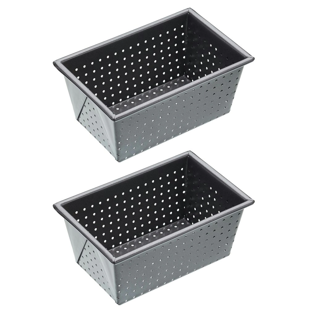 2x MasterCraft 16x10cm Crusty Bake Non-Stick Box Sided Loaf/Bread Pan Baking BLK