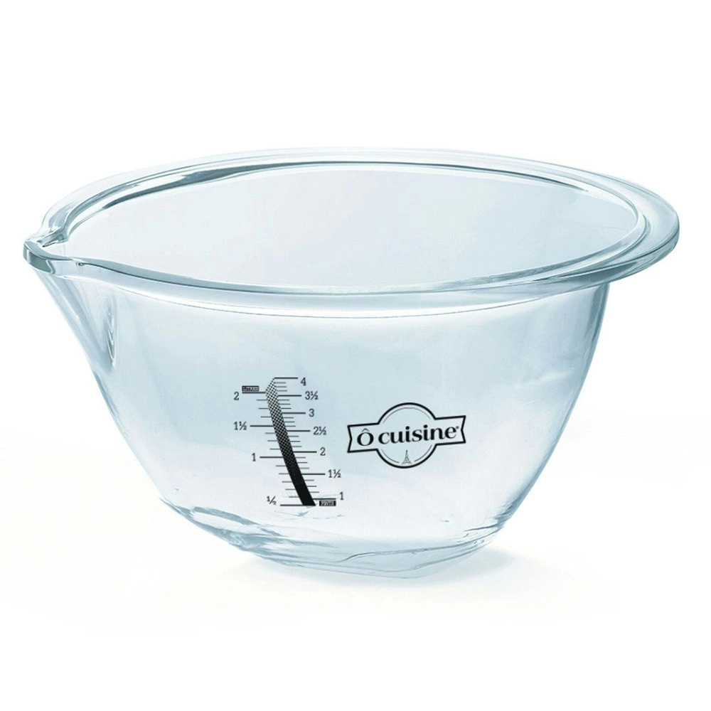 O Cuisine Expert 30cm/4.2L Glass Mixing Bowl w/ Beaker Round Cooking/Baking