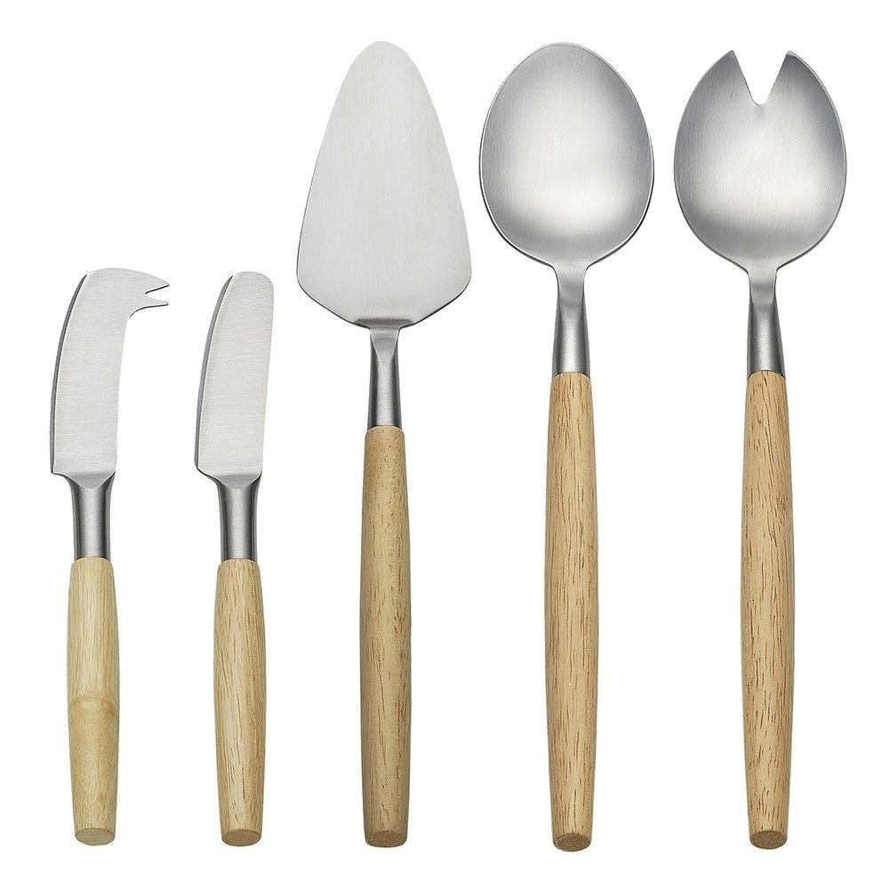 5pc Ecology Rubberwood Alto Hostess Set Pie Server/Cheese Knife Flatware Cutlery