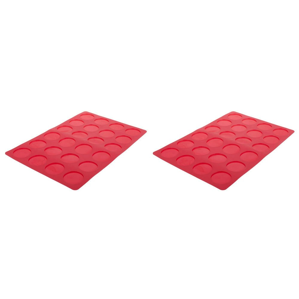 2x Daily Bake Silicone 24 Cup Non-Stick Macaron Baking Sheet/Tray 36x23cm Red