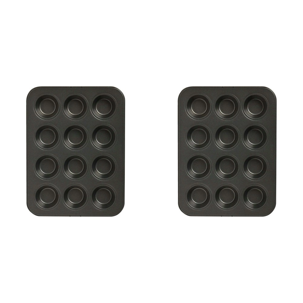 2PK Wiltshire Easybake 12 Cup Non-Stick Mini Muffin/Cupcakes Baking Tray Pan