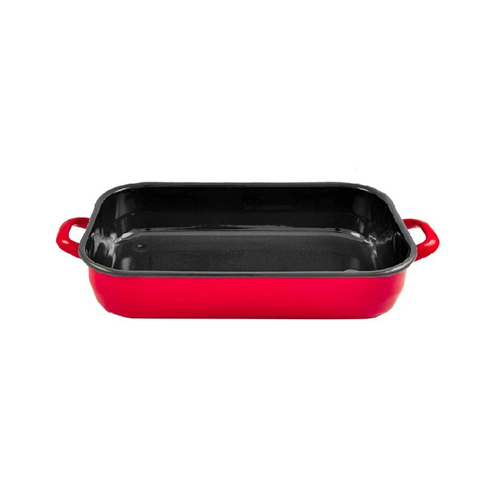 Urban Style Enamelware 3.4L Induction Oven Baking Dish Rectangle w/ Handles Red