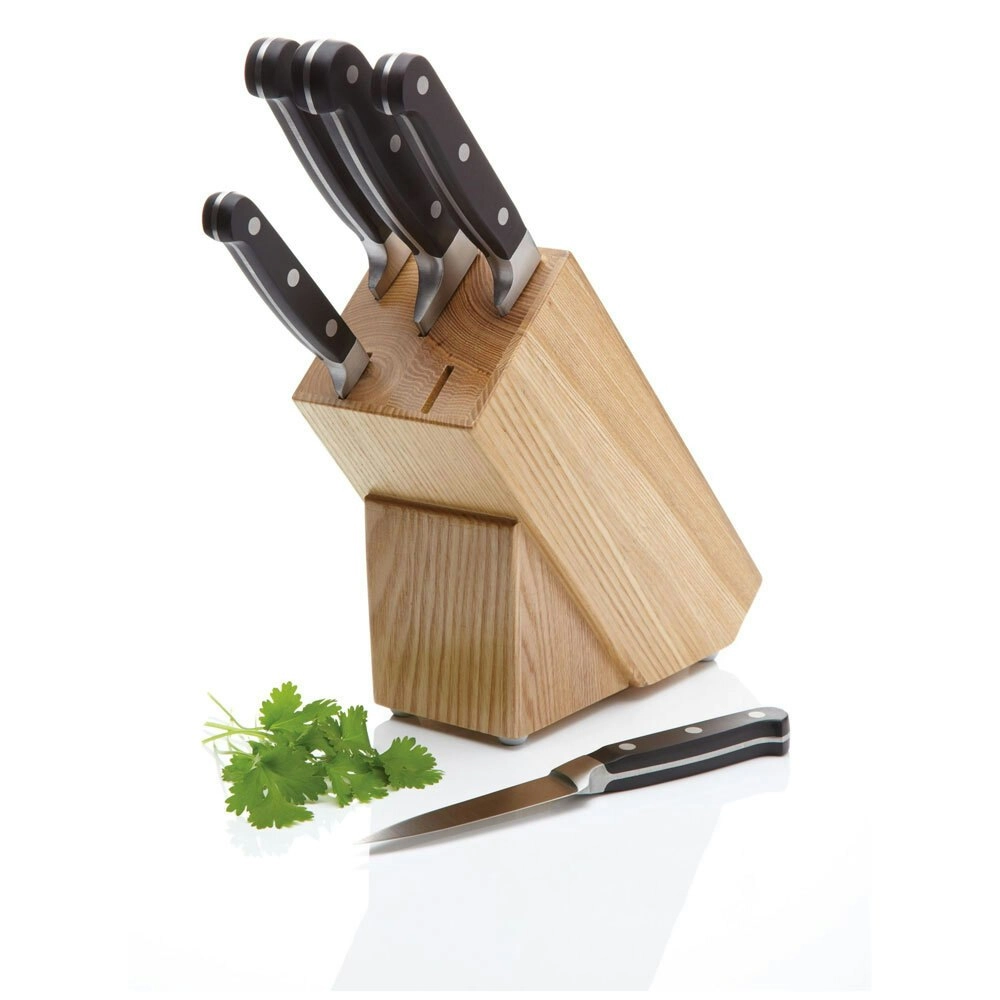 5pc MasterCraft Set of Knives With Storage Block Cooking Equipment Tools