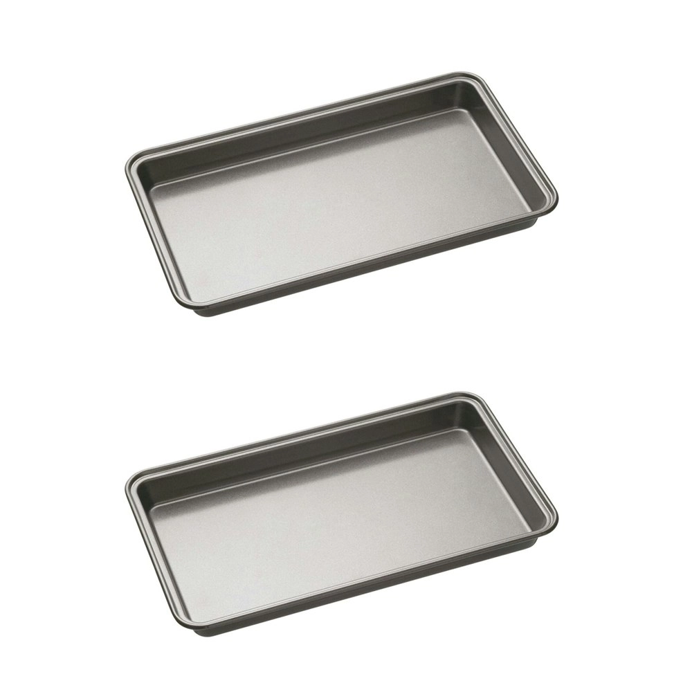 2x MasterCraft 34cm Heavy Base Non-Stick Brownie Pan Rectangle Baking Tray Black