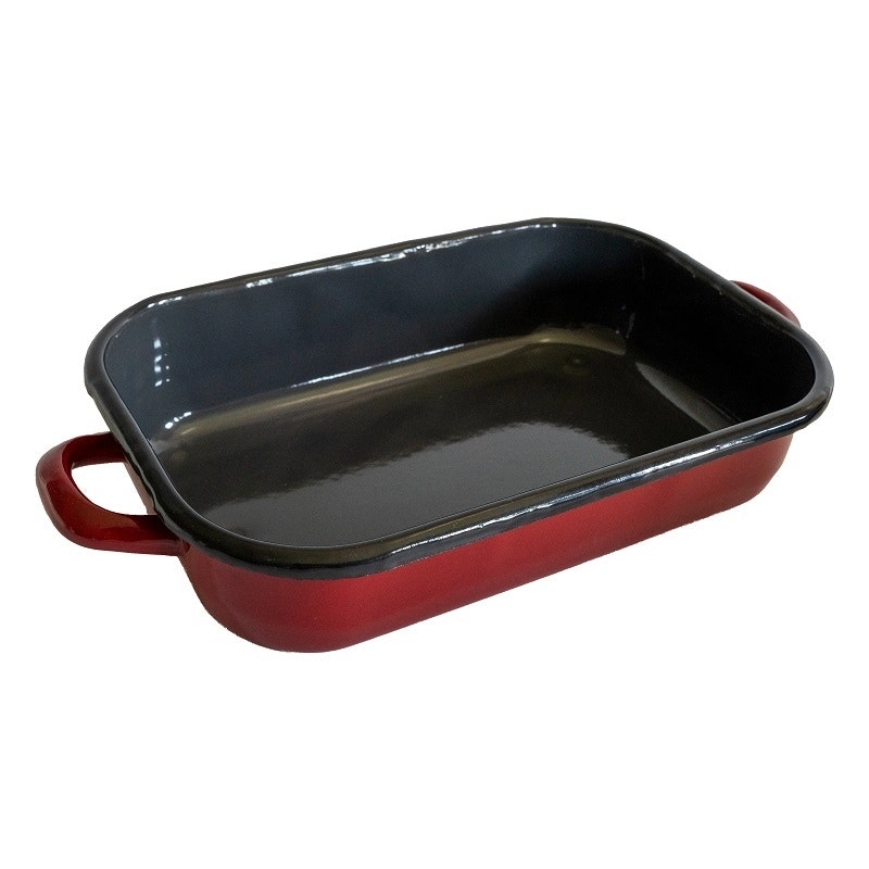 Urban Style 26cm Enamel Baking Dish Rectangle Roasting Tray Oven Bakeware Red