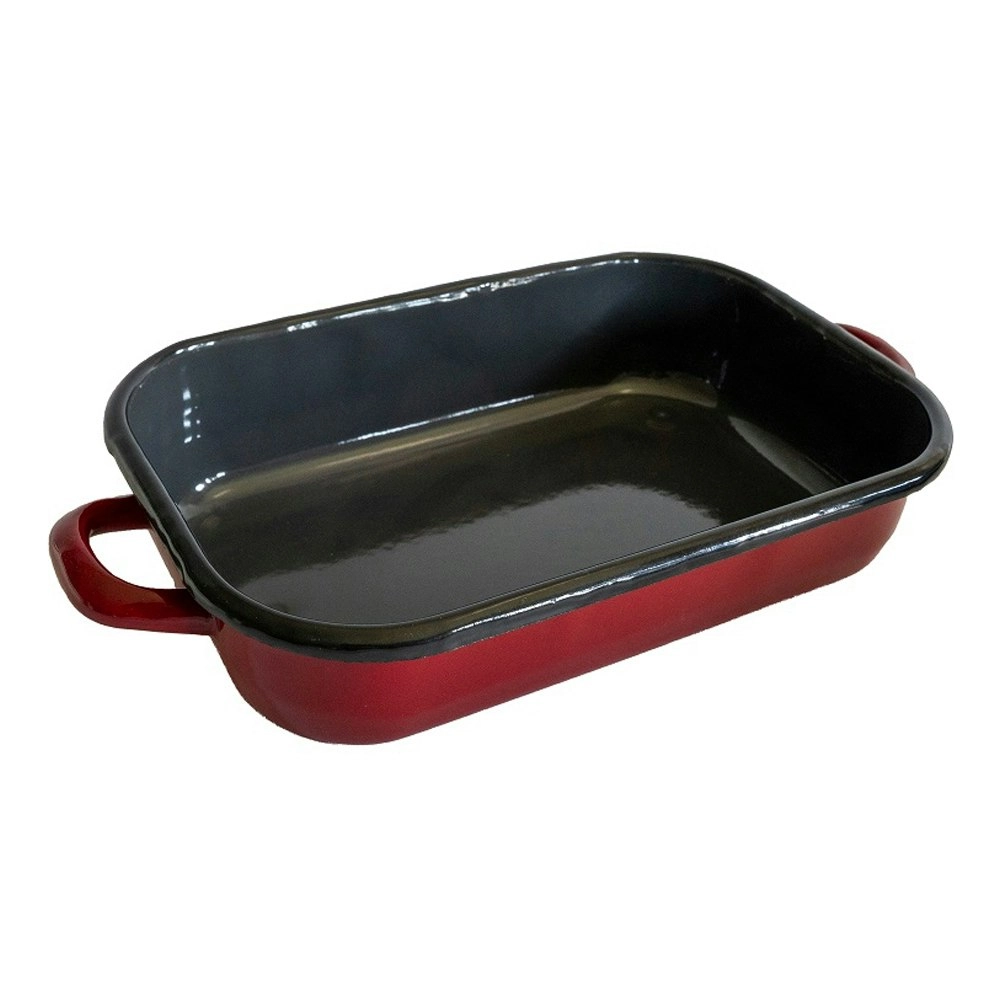 Urban Style Enamelware 2.2L Induction Oven Baking Dish Rectangle w/ Handles Red