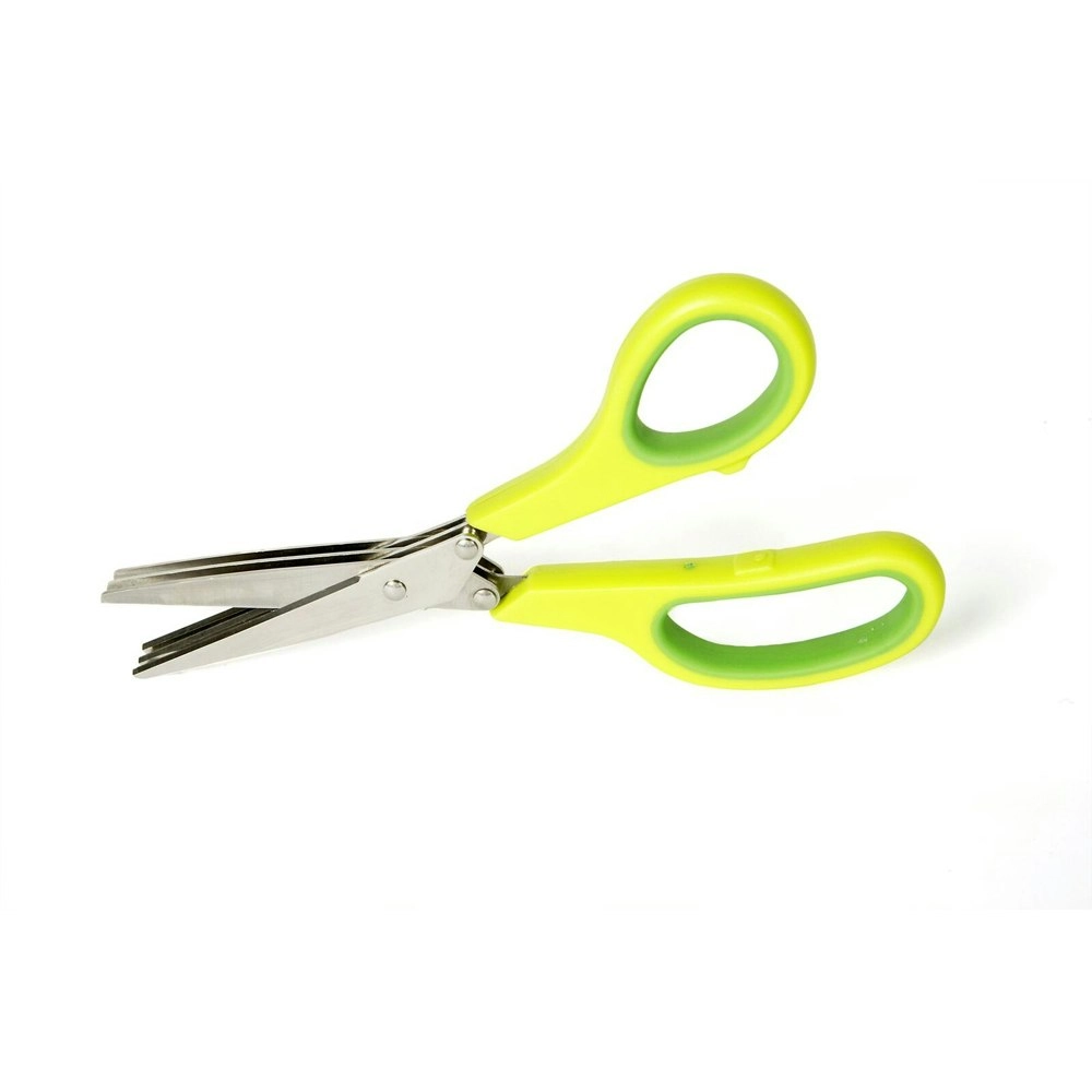 Cuisena 3-Blades Stainless Steel Herb Scissors Kitchen Cutting Shears Green