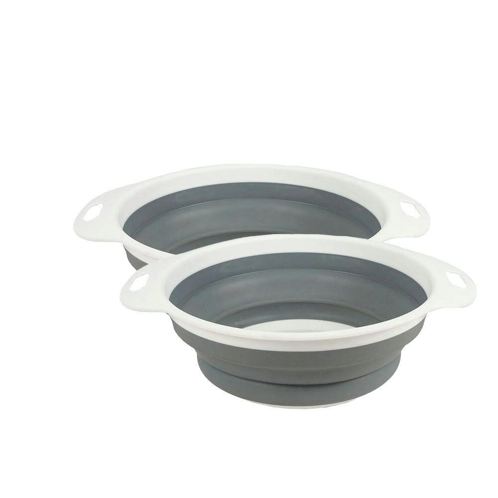 2x Kemasi Collapsible Foldable Kitchen Cooking Colander Strainer Round 28x22cm