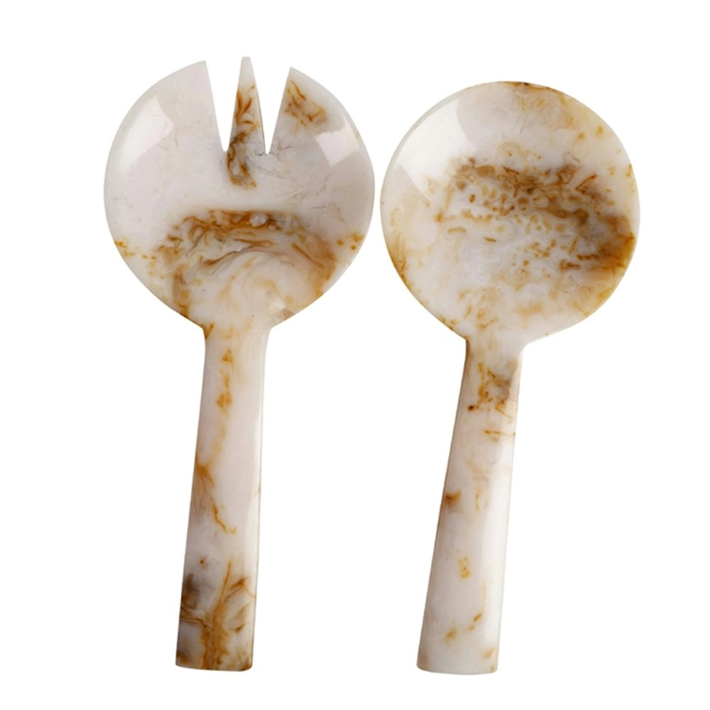 2pc Maine & Crawford Atlas Amber 23cm Resin Spoon/Fork Salad Servers Set Natural