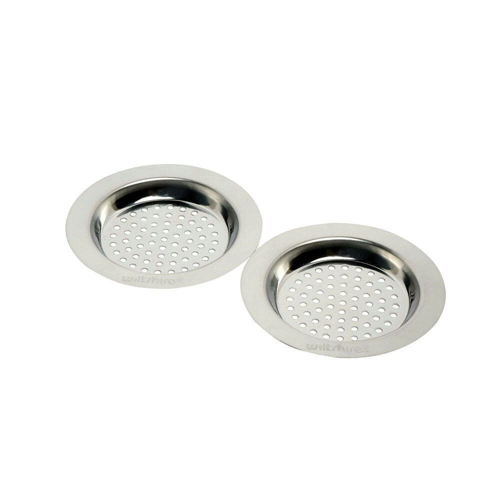 2pc Wiltshire Stainless Steel Standard Sink Strainer Plug Stopper Silver