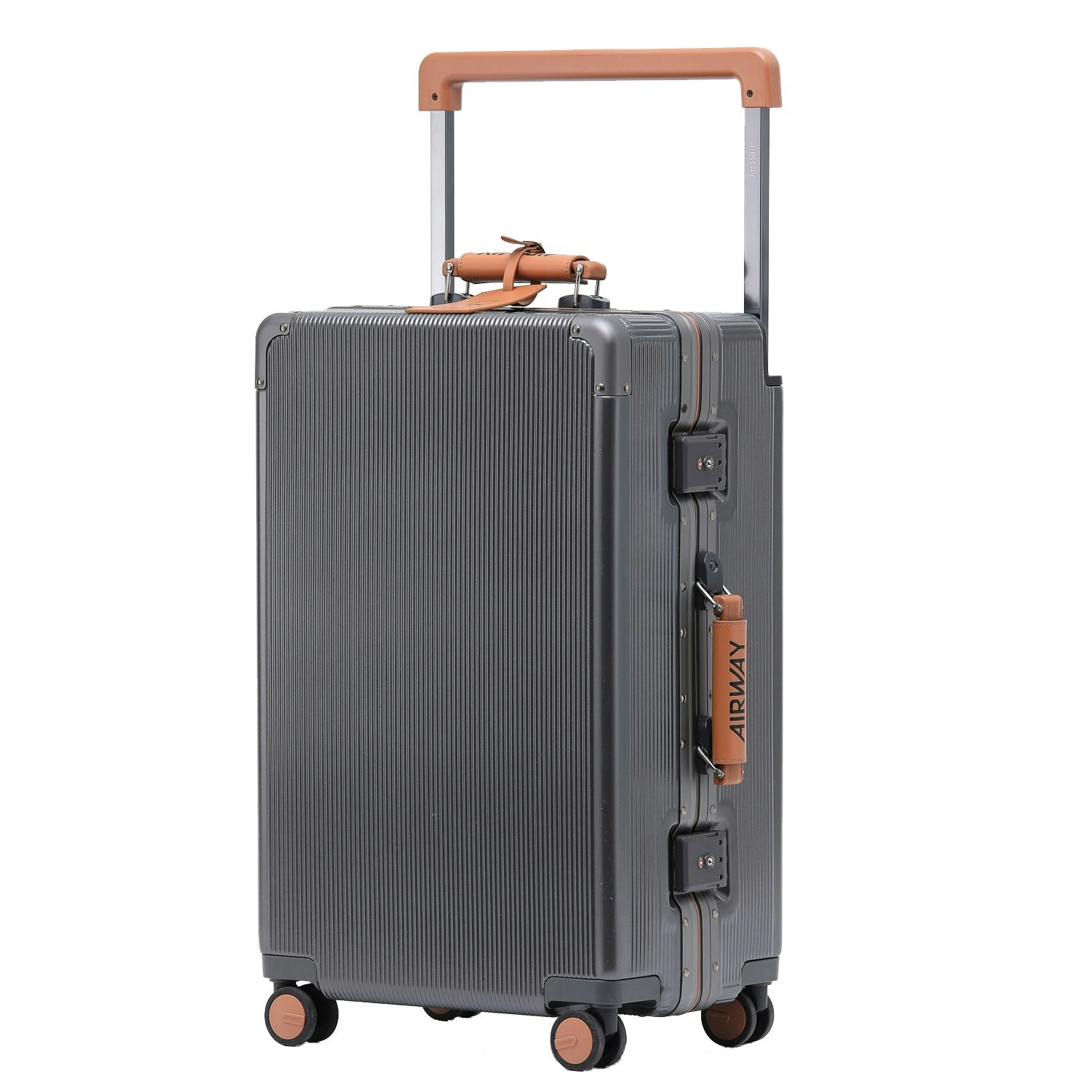 Airway Titan Plus- Aluminium Frame Suitcase Medium Check-In Luggage 24 Inch Black