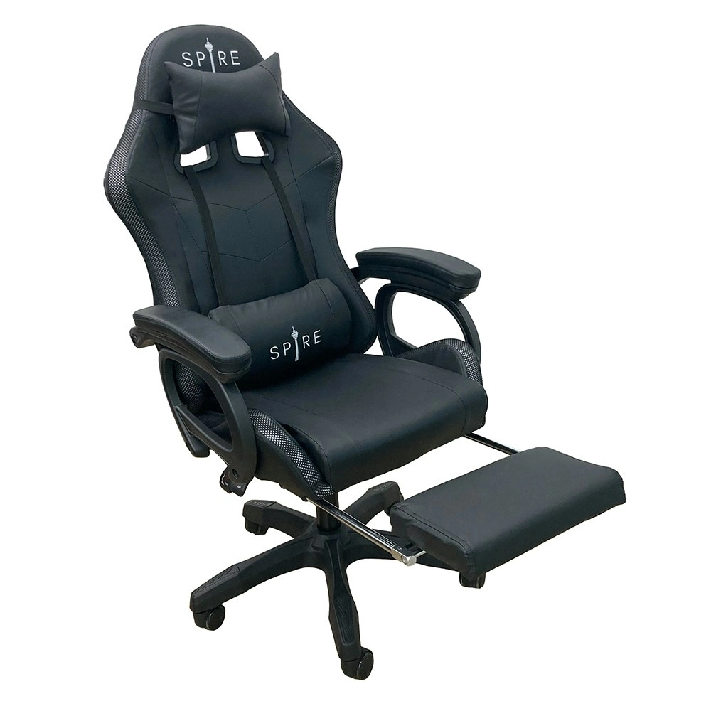 Spire Onyx Adjustable Gaming/Office Chair w/ RGB Lighting And Massager Black