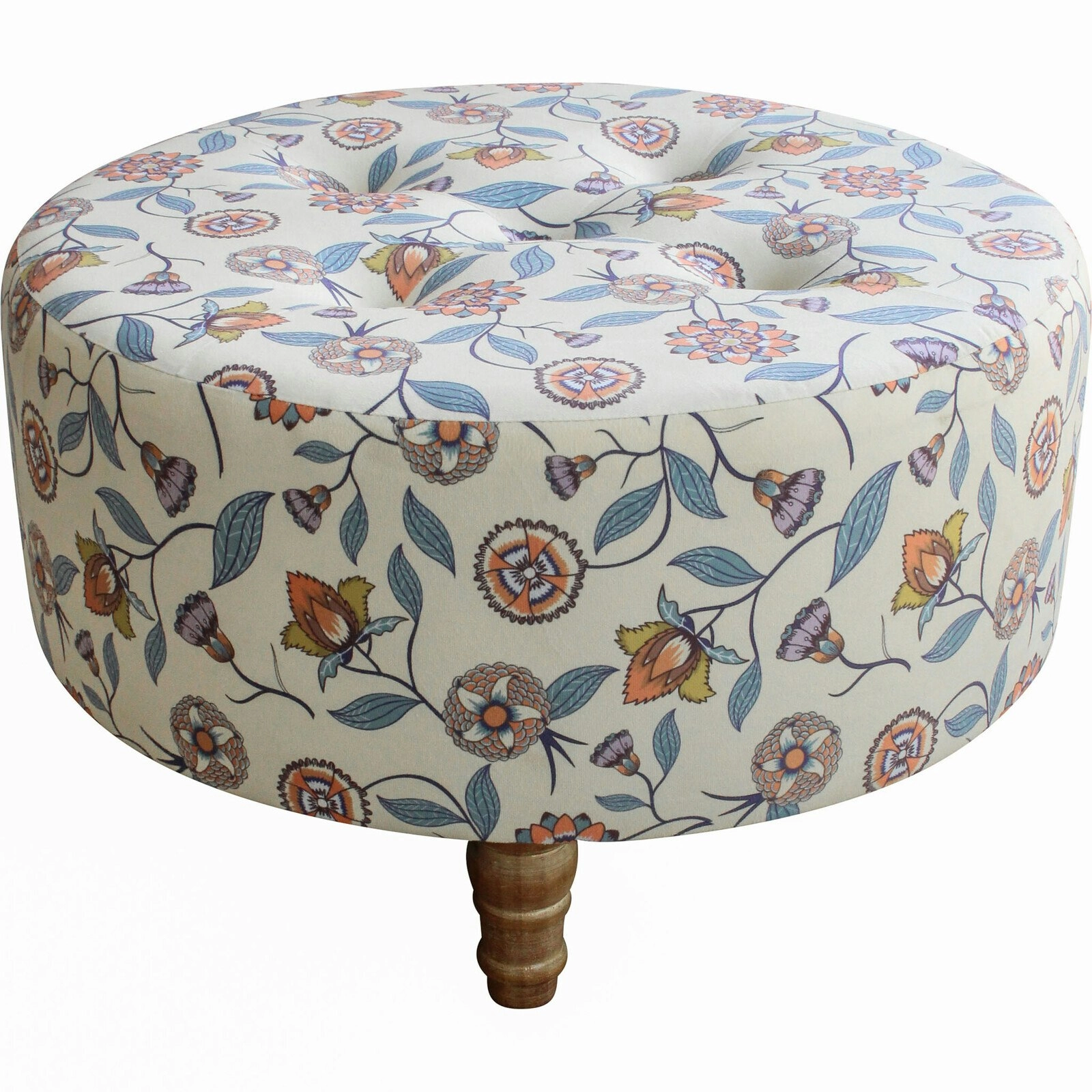 Velvet/Wood/MDF 36x61.5cm Ottoman Home Footstool Chair Furniture Round Indienne