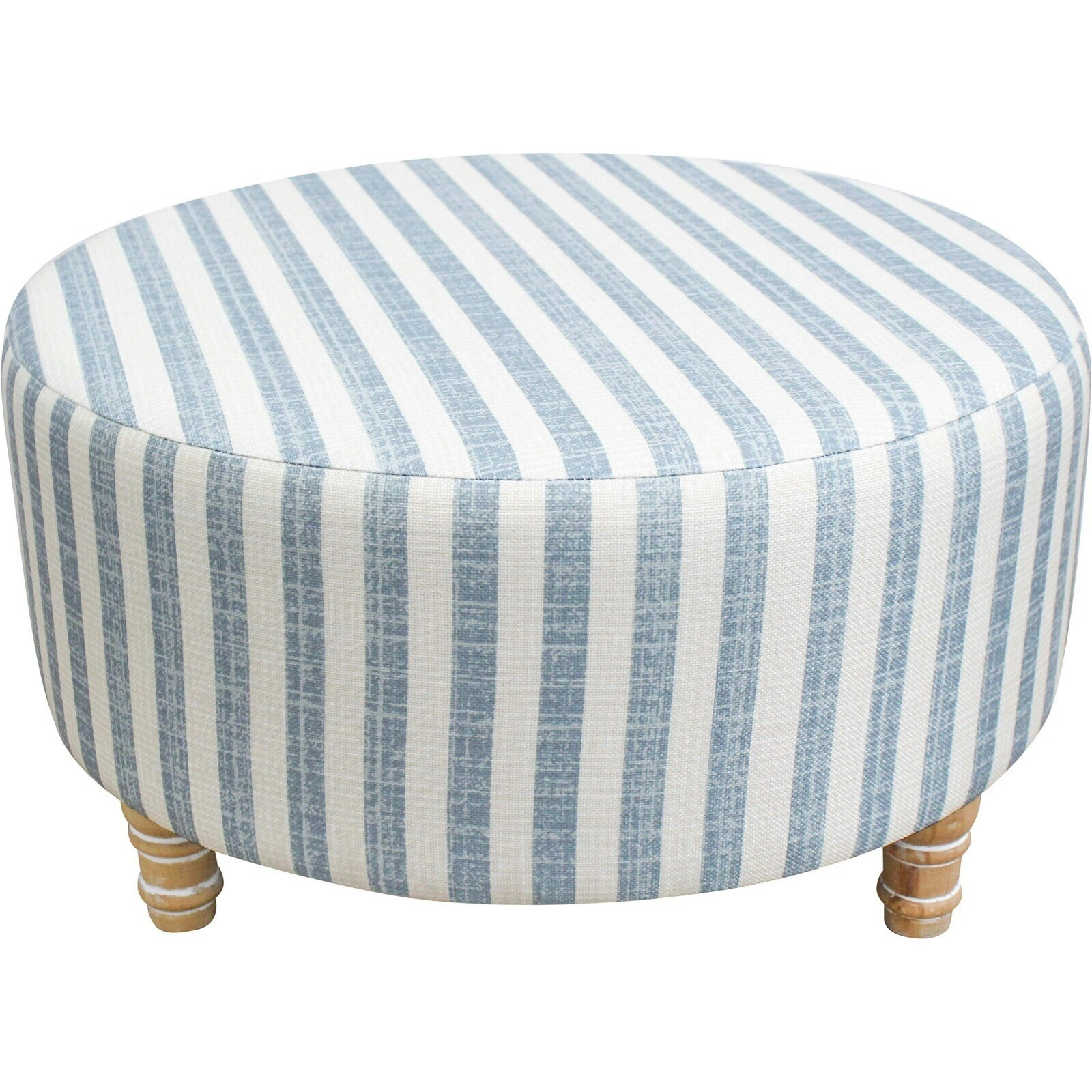 LVD 61cm Wood/Linen Ottoman Round Seat/Stool Home/Room Furniture South Hampton