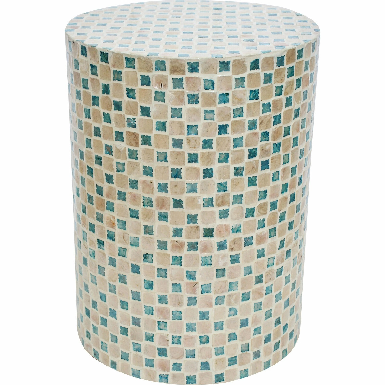 Checker MDF/Capiz 35x47cm Table/Stool Home Decorative Accent Furniture Cylinder