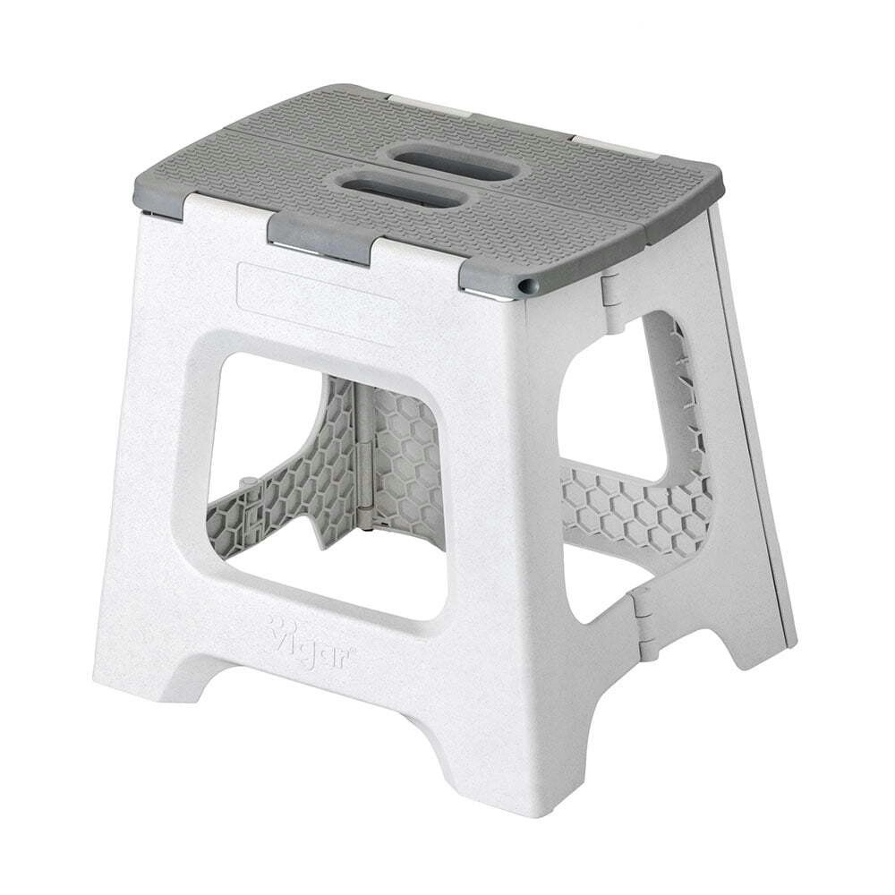 Vigar Zeroline Multipurpose 32cm Foldable Step Stool Indoor/Kitchen Chair Grey