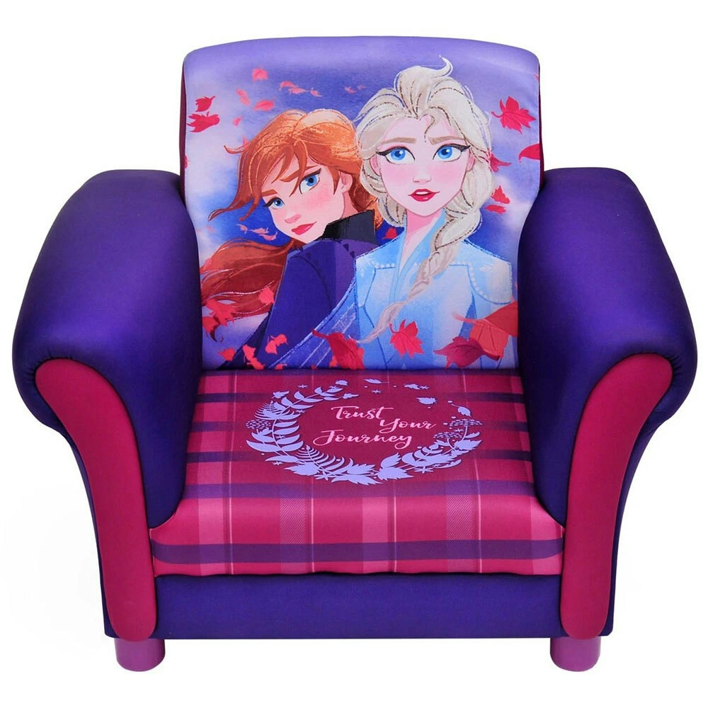 Frozen 2 Anna and Elsa Upholstered Kids/Childrens Padded Plush Arm Chair 3Y+