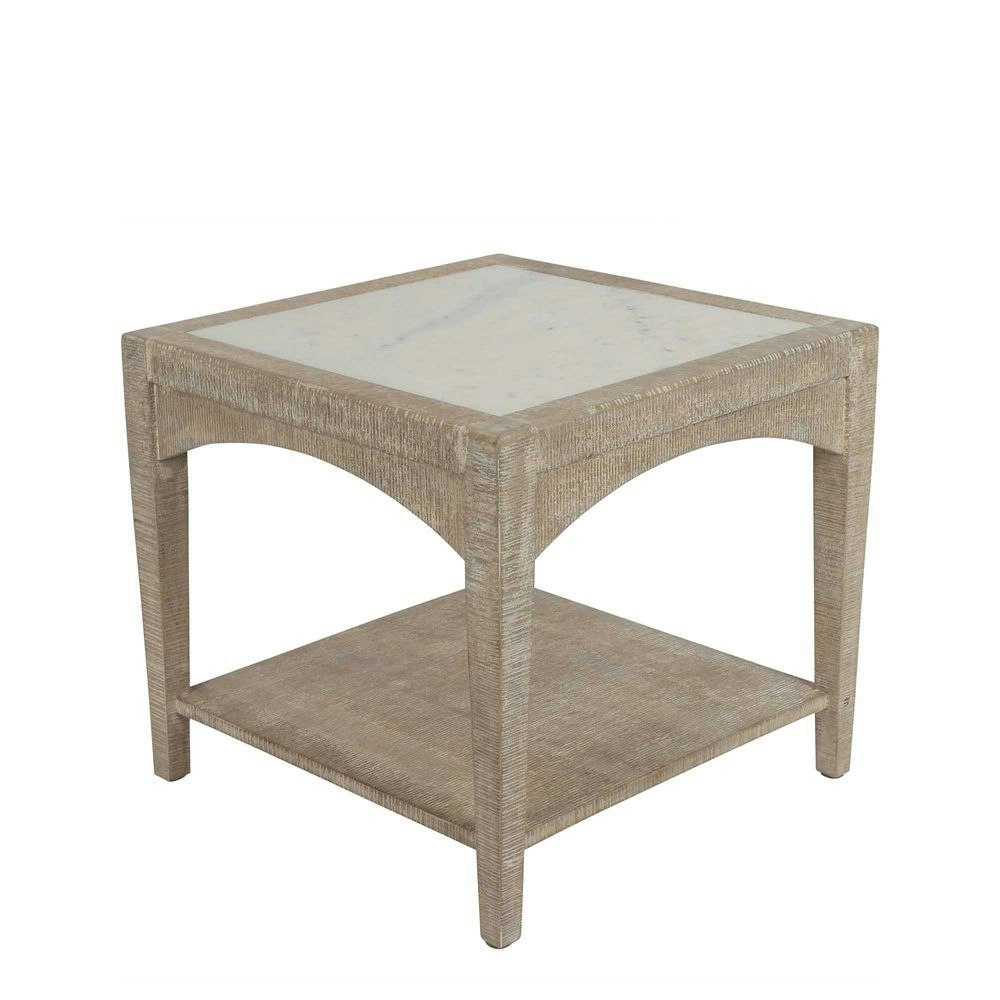 Belle Cantara Marble/Wood Side Table Bedroom Home Furniture 55cm Square White