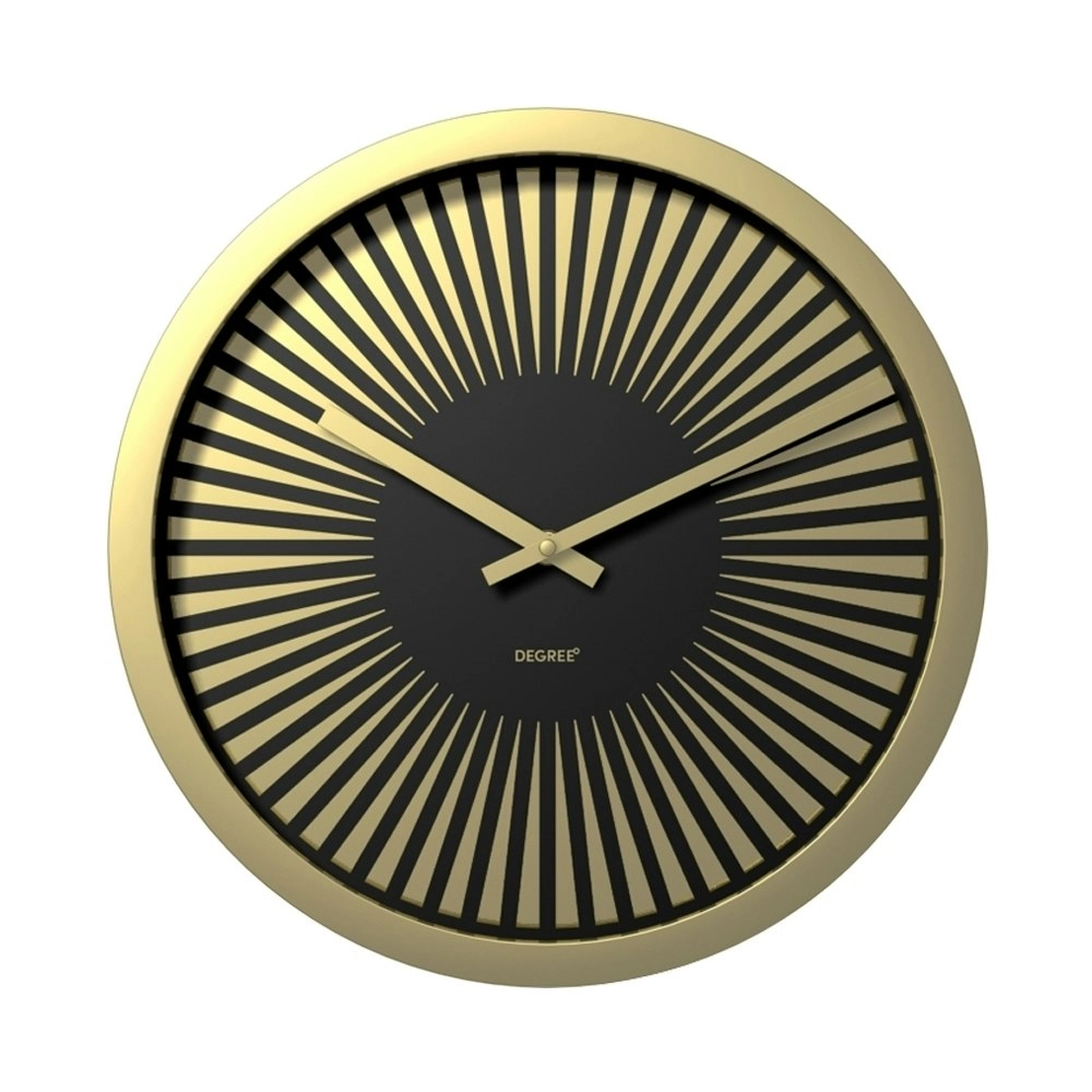 Degree 40cm Horizon Metal Pitch Analog Wall Clock Round Home/Office Decor Gold