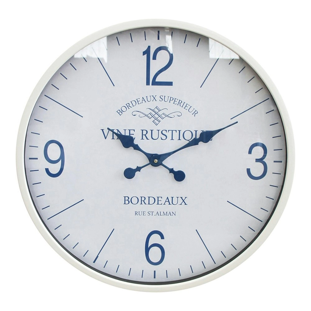 Vine Rustique Metal Glass 56cm Wall Clock Round Analogue Home/Office Decor Navy