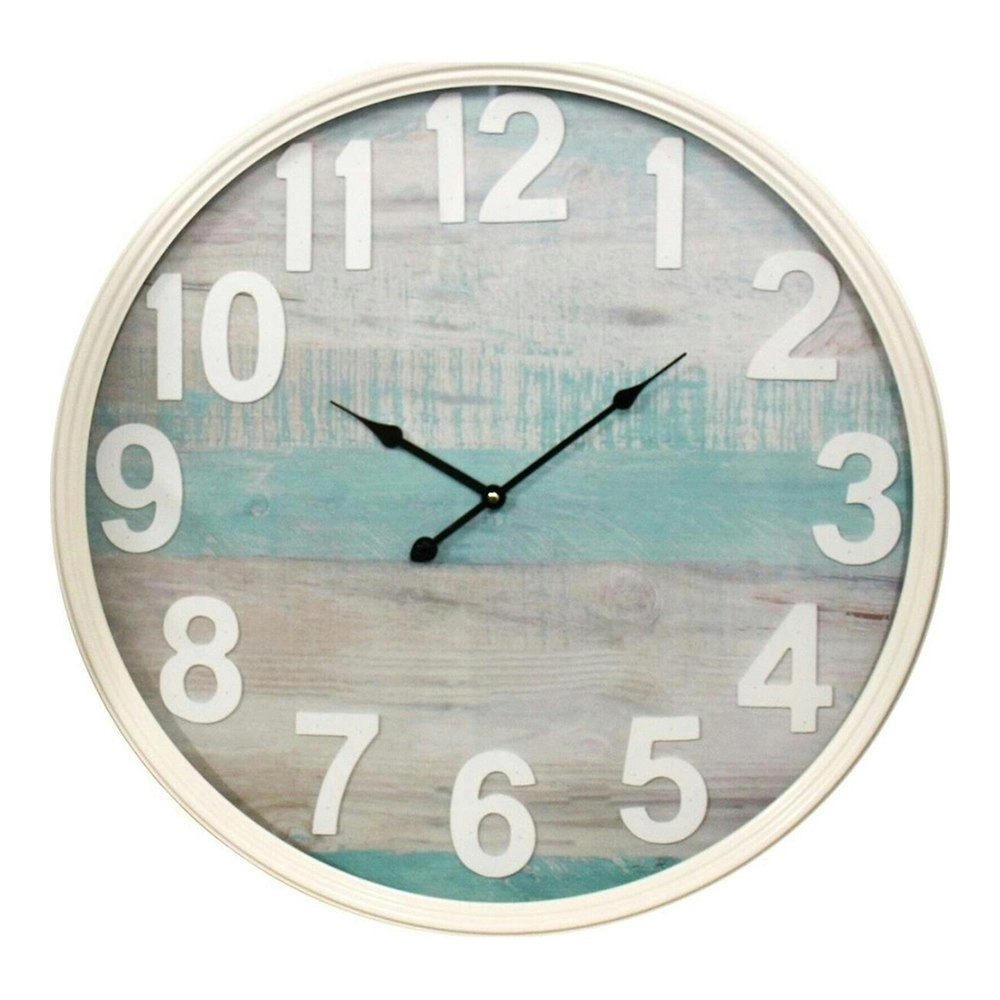 Metal Glass60cm Wall Clock Round Analogue Home/Office Room Decor Soft Blue/White