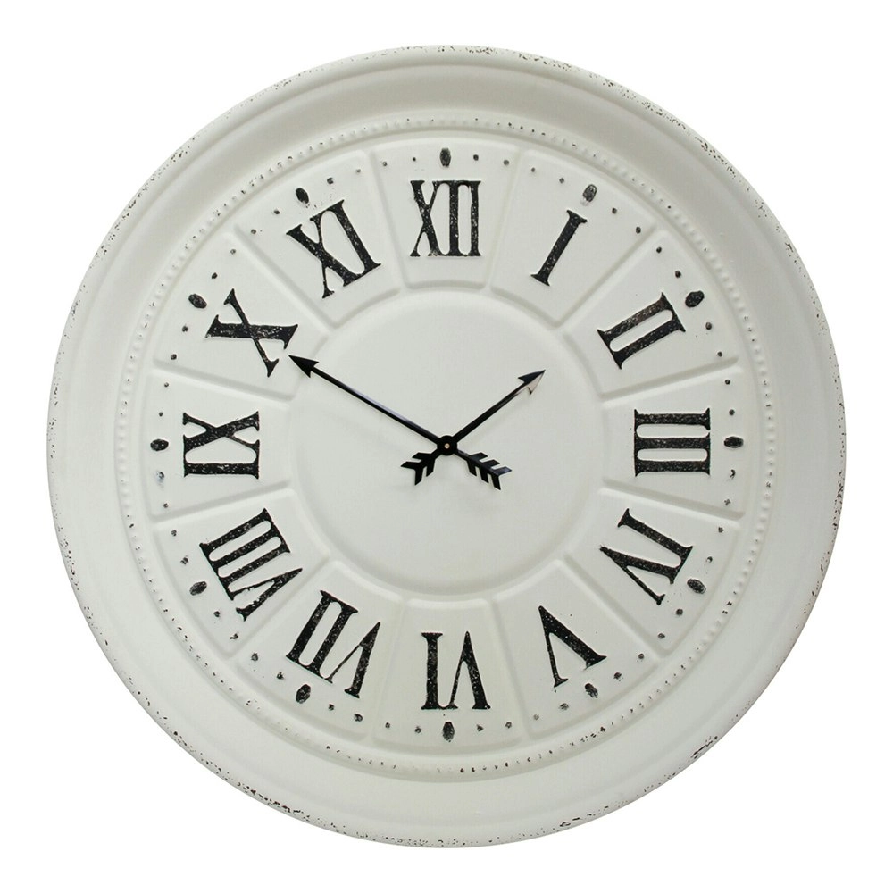 OrloMetal 97cm Wall Clock Round Analogue Hanging Home/Office Room Decor White