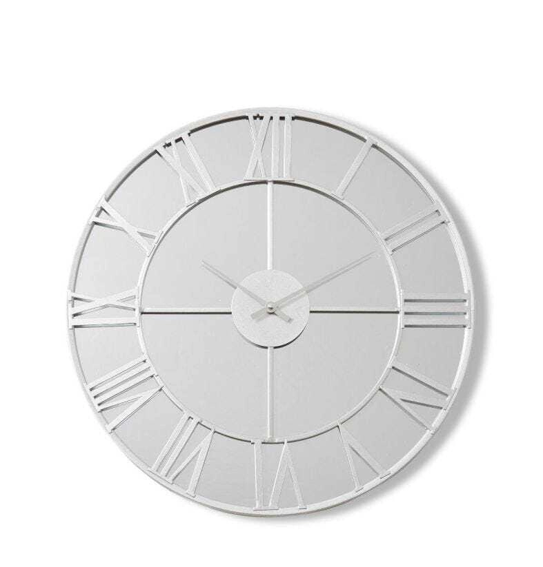 E Style Leighton Metal/Glass 50cm Wall Clock Hanging Round Analogue Silver