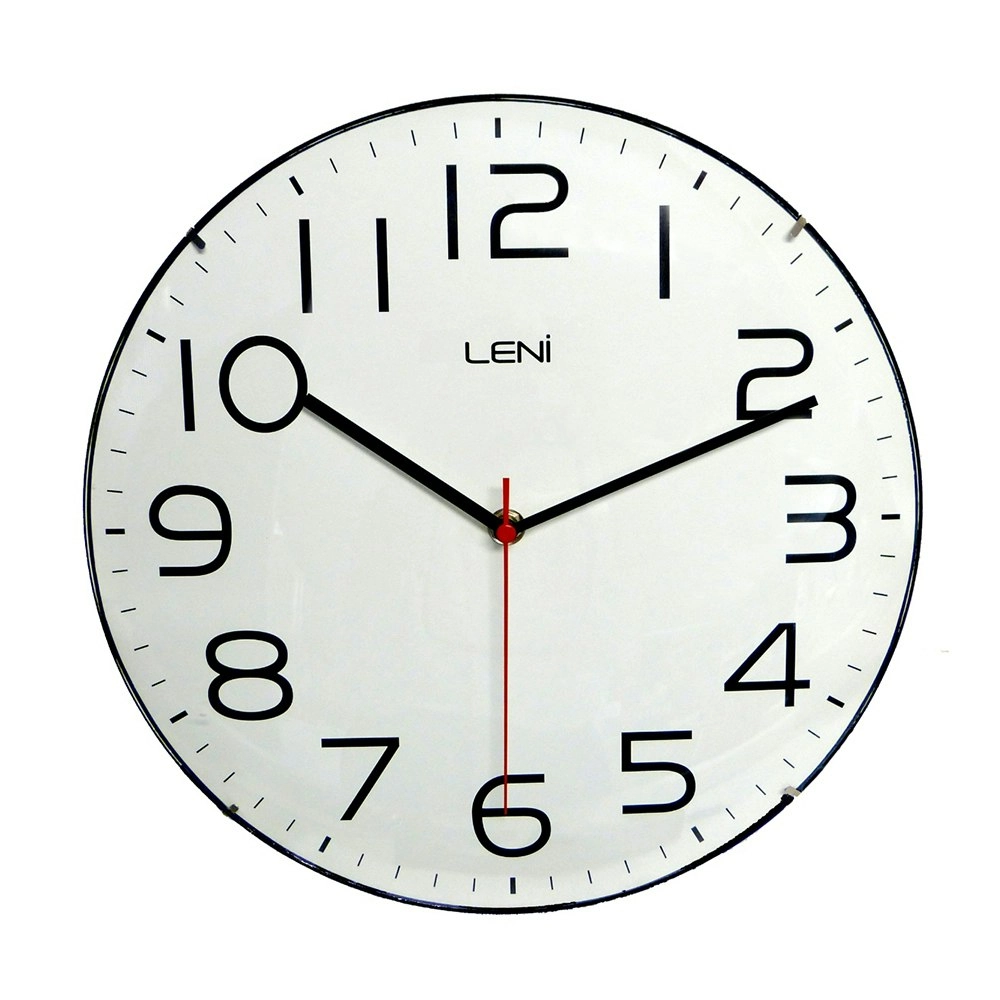 Leni Classic Analogue Round Home/Office Hanging Silent Wall Clock White 30cm