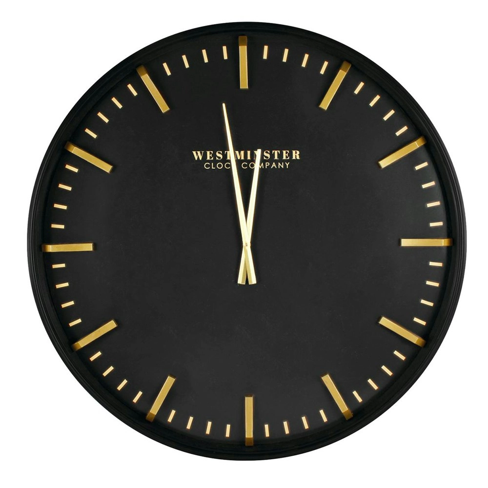 Maine & Crawford Mackenzie 76cm Plastic Silent Analogue Wall Clock Decor Black