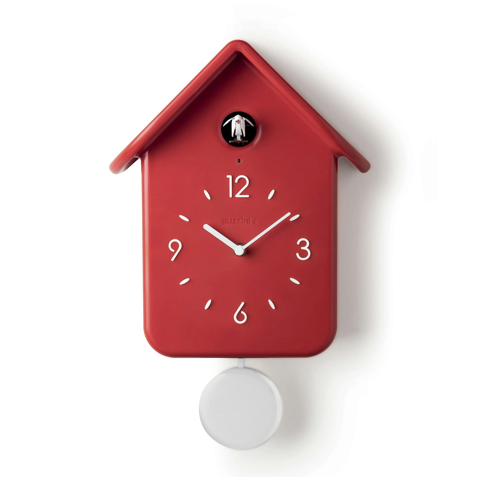 Guzzini Home Qq Cuckoo 38cm Analog Plastic Wall Hanging Clock w/ Pendulum Red