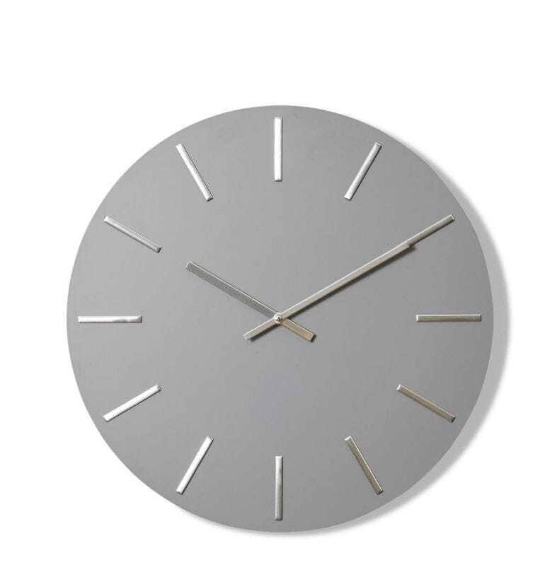 E Style Maddox Metal/MDF 50cm Wall Clock Hanging Round Analogue Grey/Silver