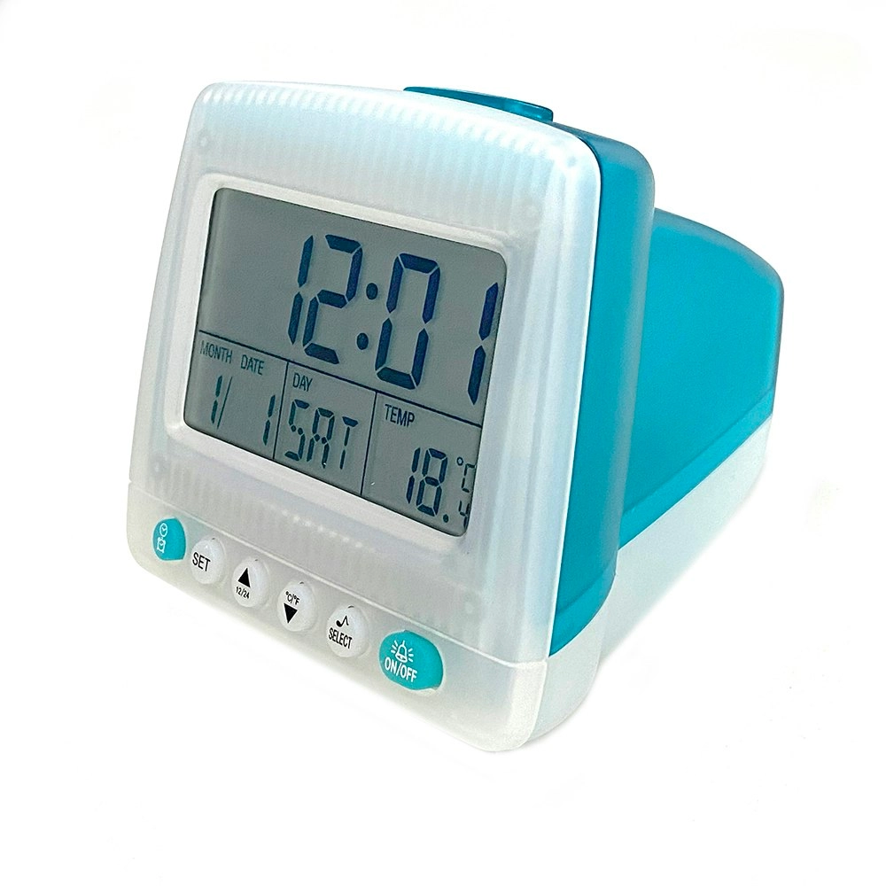 Digital 8cm 12/24Hr Clock w/ Universal Calendar/Alarm/Temp/Snooze/Light Blue