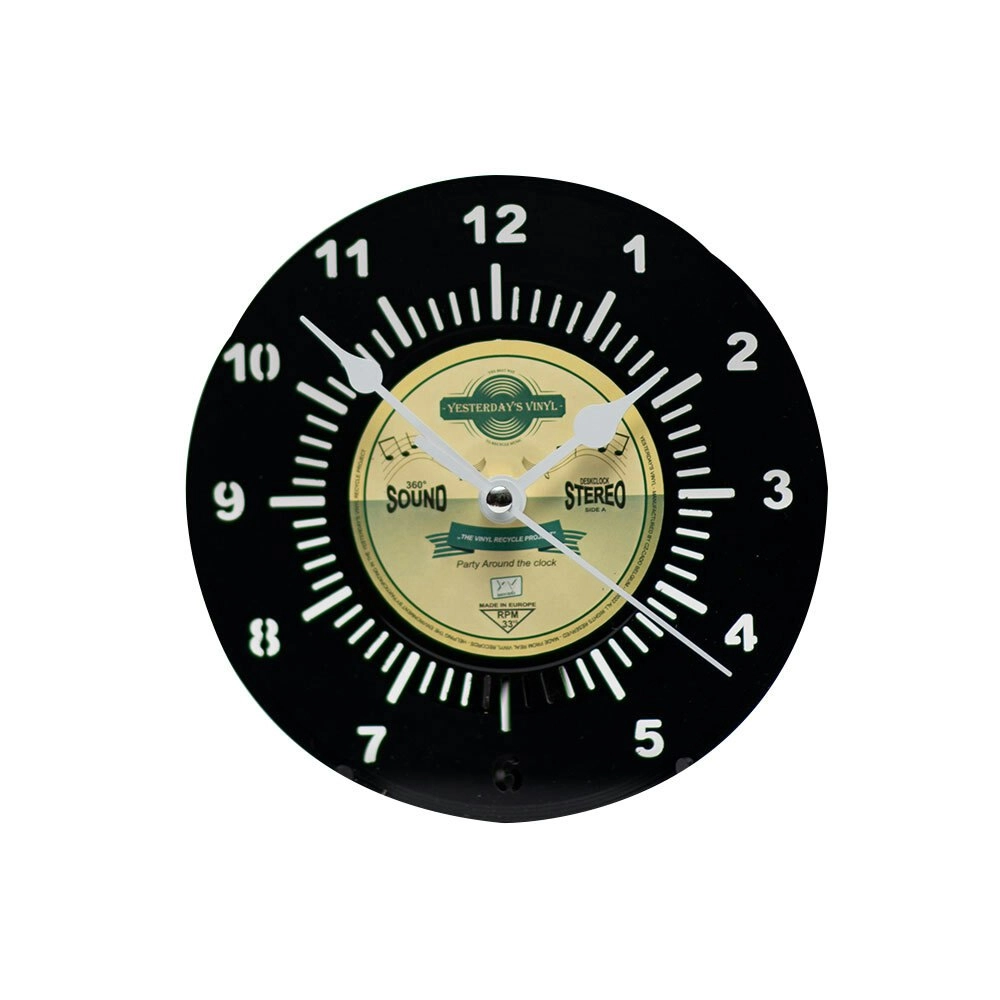 Yesterday’s Recycled Vinyl Music Lover Battery Deskclock Yellow/Green 18cm