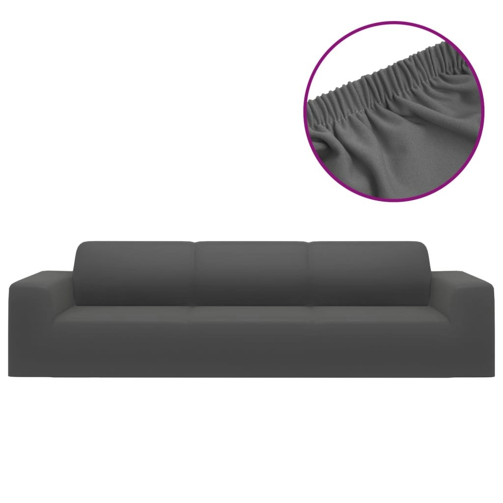 4-Seater Stretch Couch Slipcover Anthracite Polyester Jersey 332939