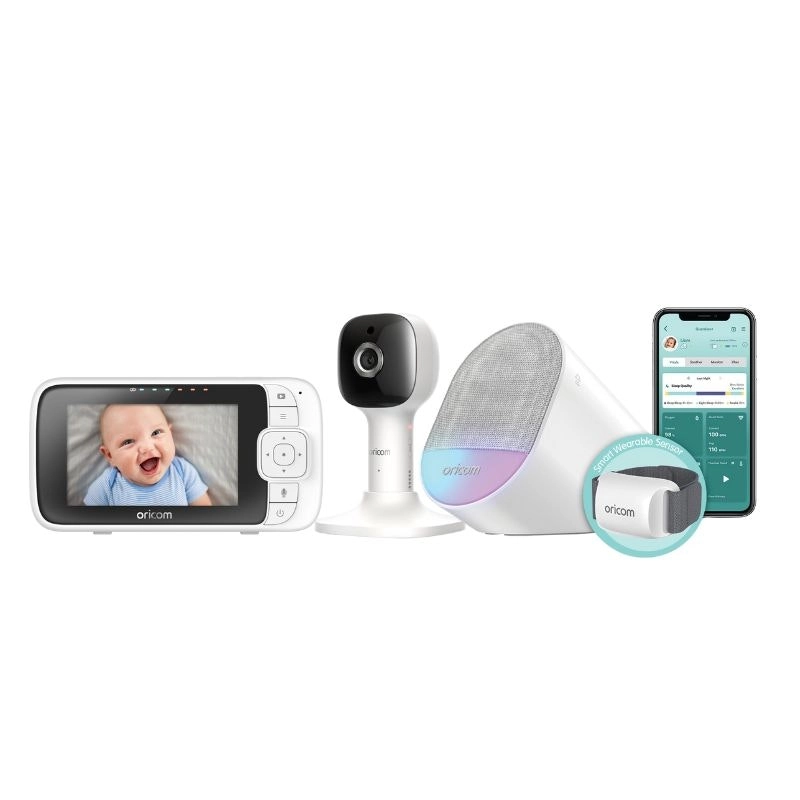 Oricom Bundle - OBH430 4.3" Smart HD Baby Video Monitor AND OBHGPLUS Guardian Plus Wearable Baby Sleep Tracker Soother (OBH430GPLUS)